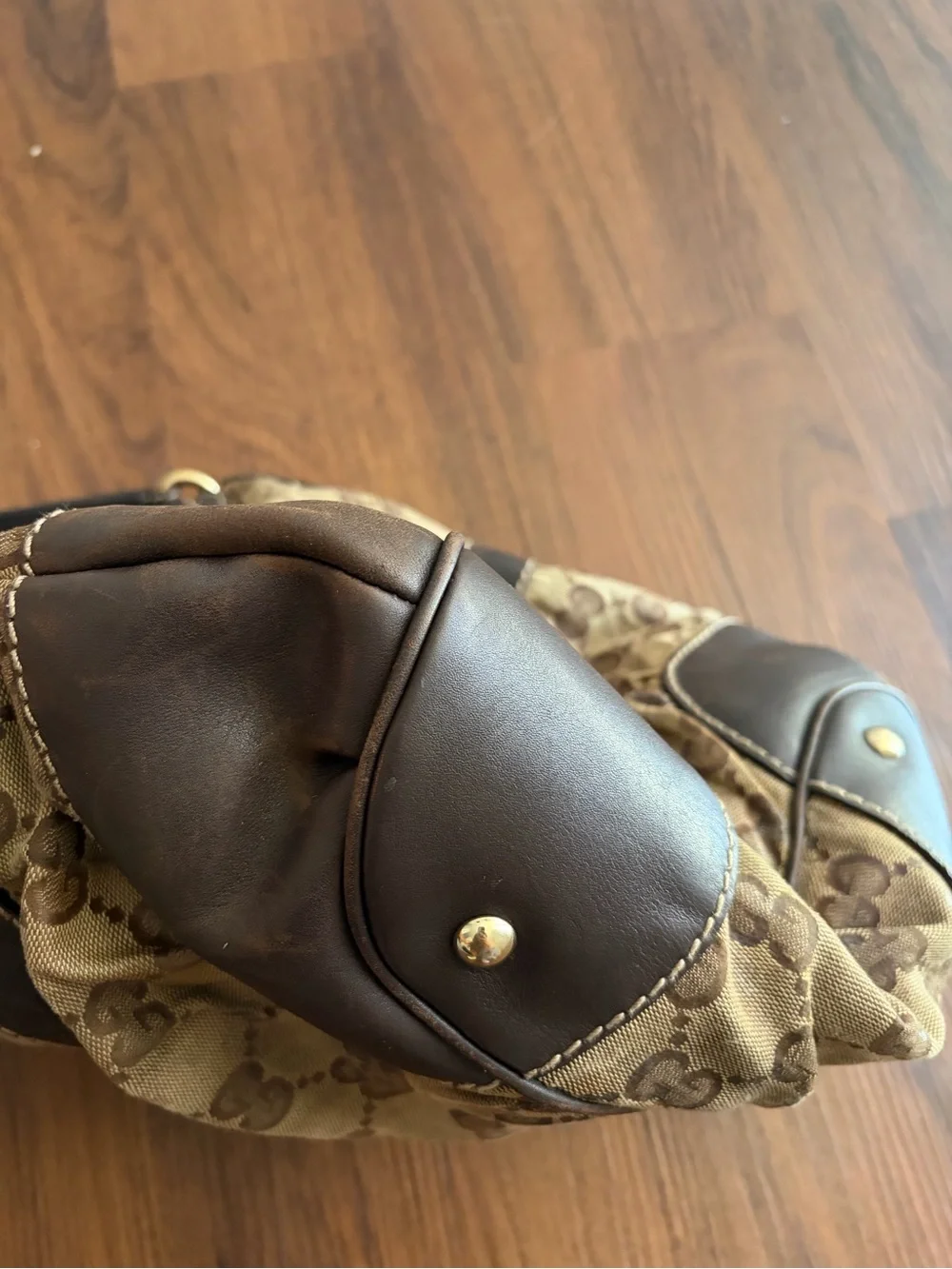 AUTHENTIC Gucci Jackie Large Vintage Brown Monogram Canvas Shoulder Bag